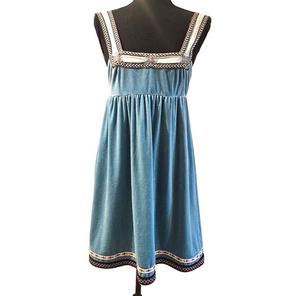 Free People Scandinavian Dress S Icy Shade Blue Embroidered Cottage Fairy - Picture 2 of 16